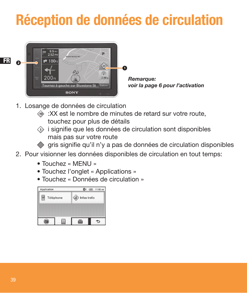 Réception de données de circulation | Sony NV-U83T User Manual | Page 40 / 68