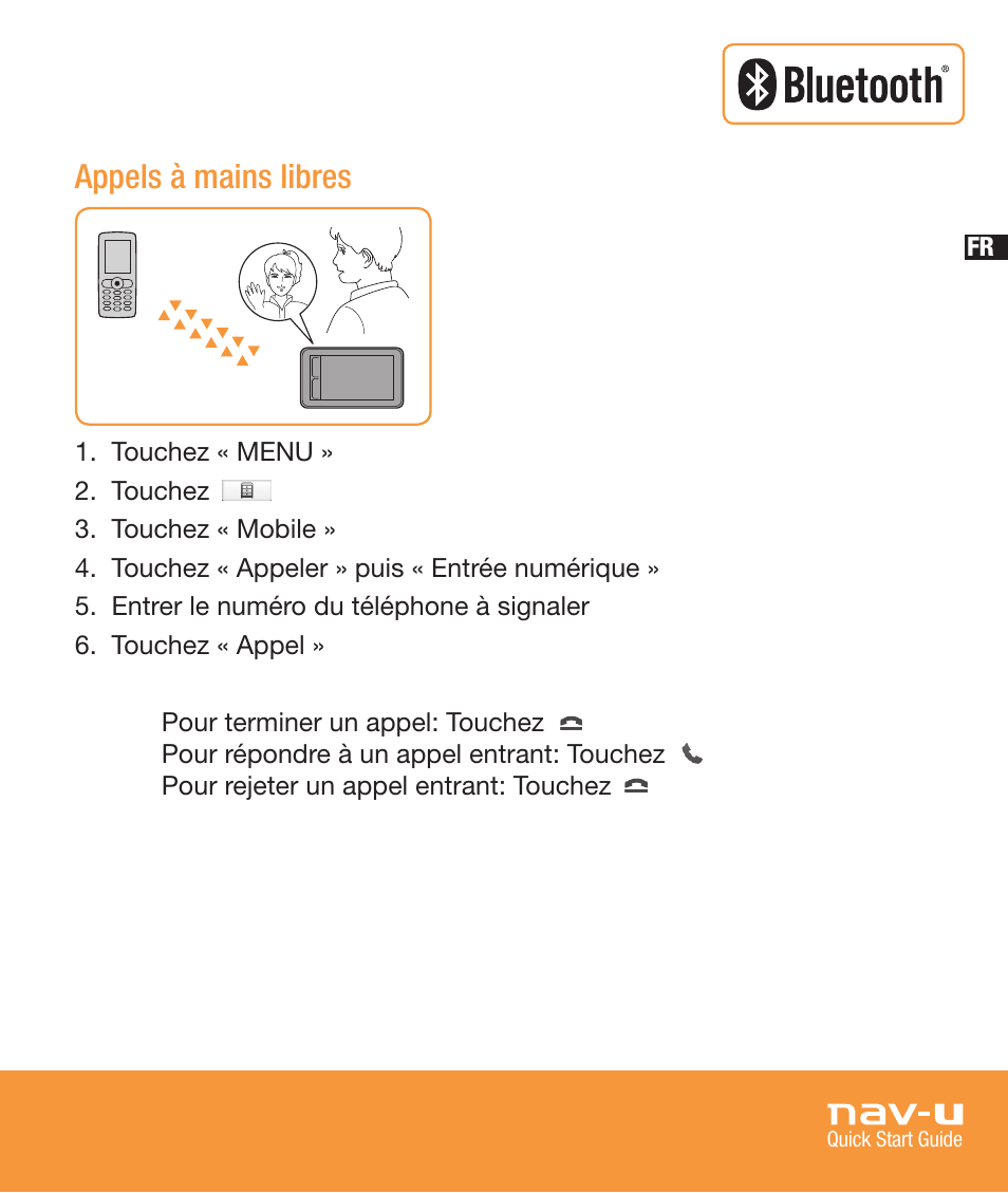 Appels à mains libres | Sony NV-U83T User Manual | Page 43 / 68