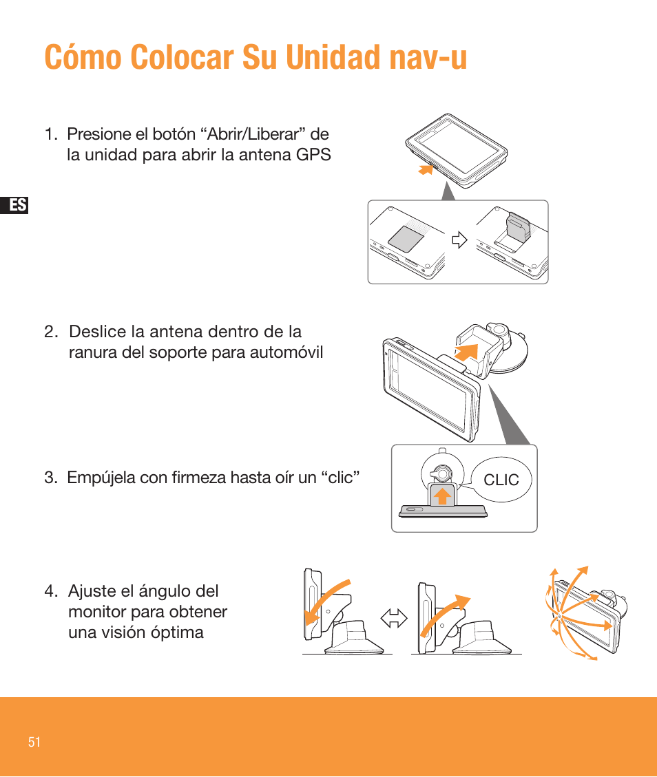 Cómo colocar su unidad nav-u | Sony NV-U83T User Manual | Page 52 / 68