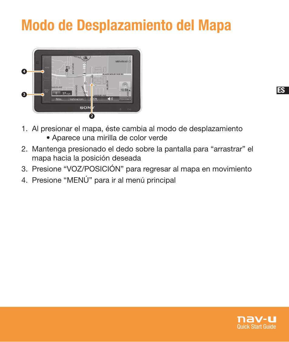 Modo de desplazamiento del mapa | Sony NV-U83T User Manual | Page 61 / 68