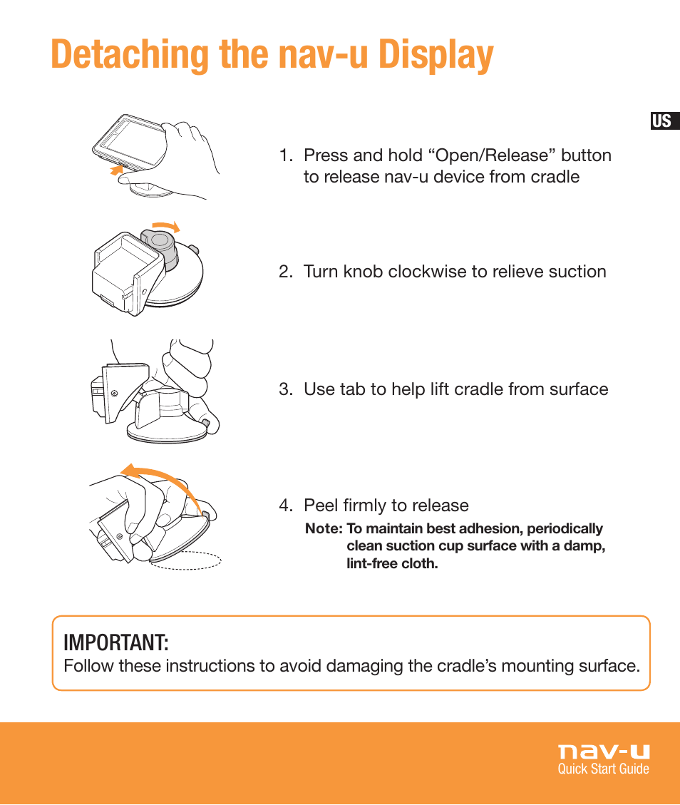 Detaching the nav-u display, Important | Sony NV-U83T User Manual | Page 9 / 68