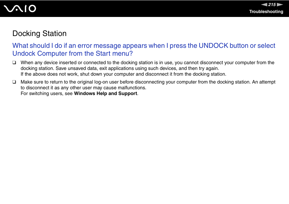 Docking station | Sony VGN-TZ198N User Manual | Page 215 / 232