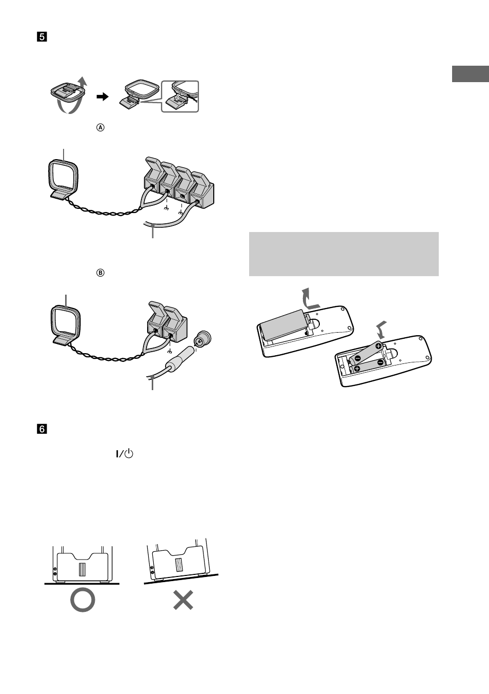 Inserting two size aa (r6) batteries into, The remote, Setting up your speakers for dolby pro | Logic, Set up the am loop antenna, then connect it, See page 28 for details | Sony MHC-MG310AV User Manual | Page 9 / 40