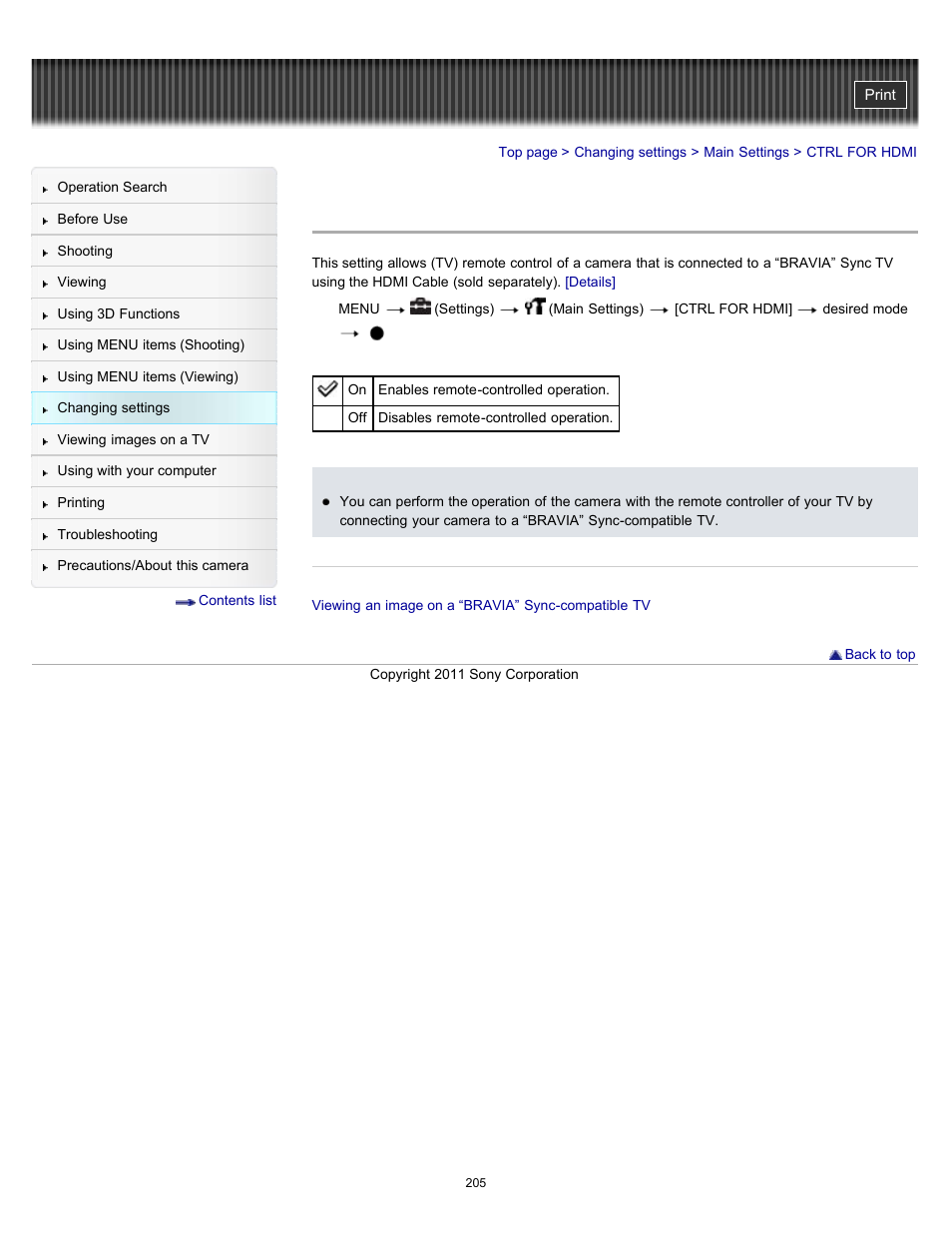 Ctrl for hdmi | Sony DSC-HX100V User Manual | Page 205 / 297