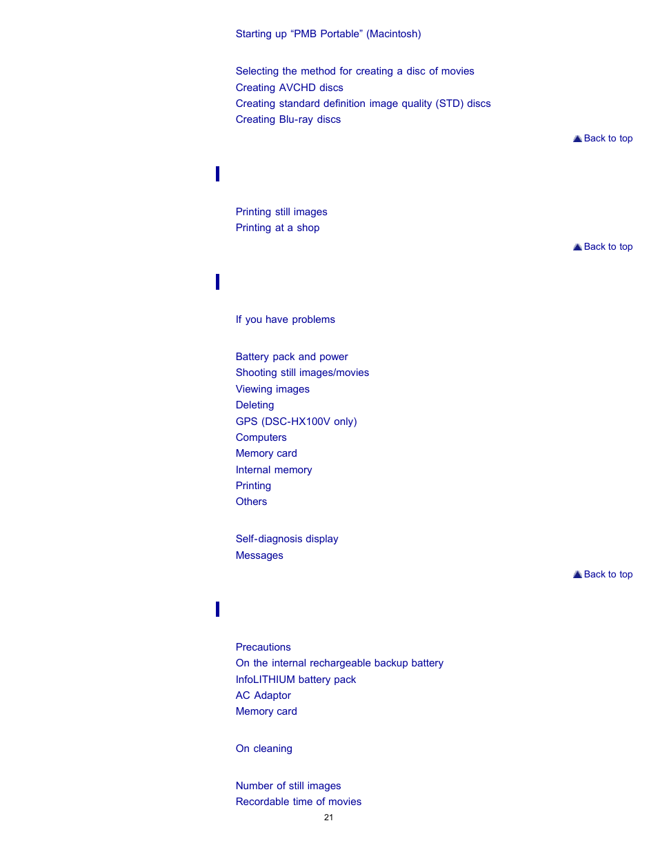 Sony DSC-HX100V User Manual | Page 21 / 297