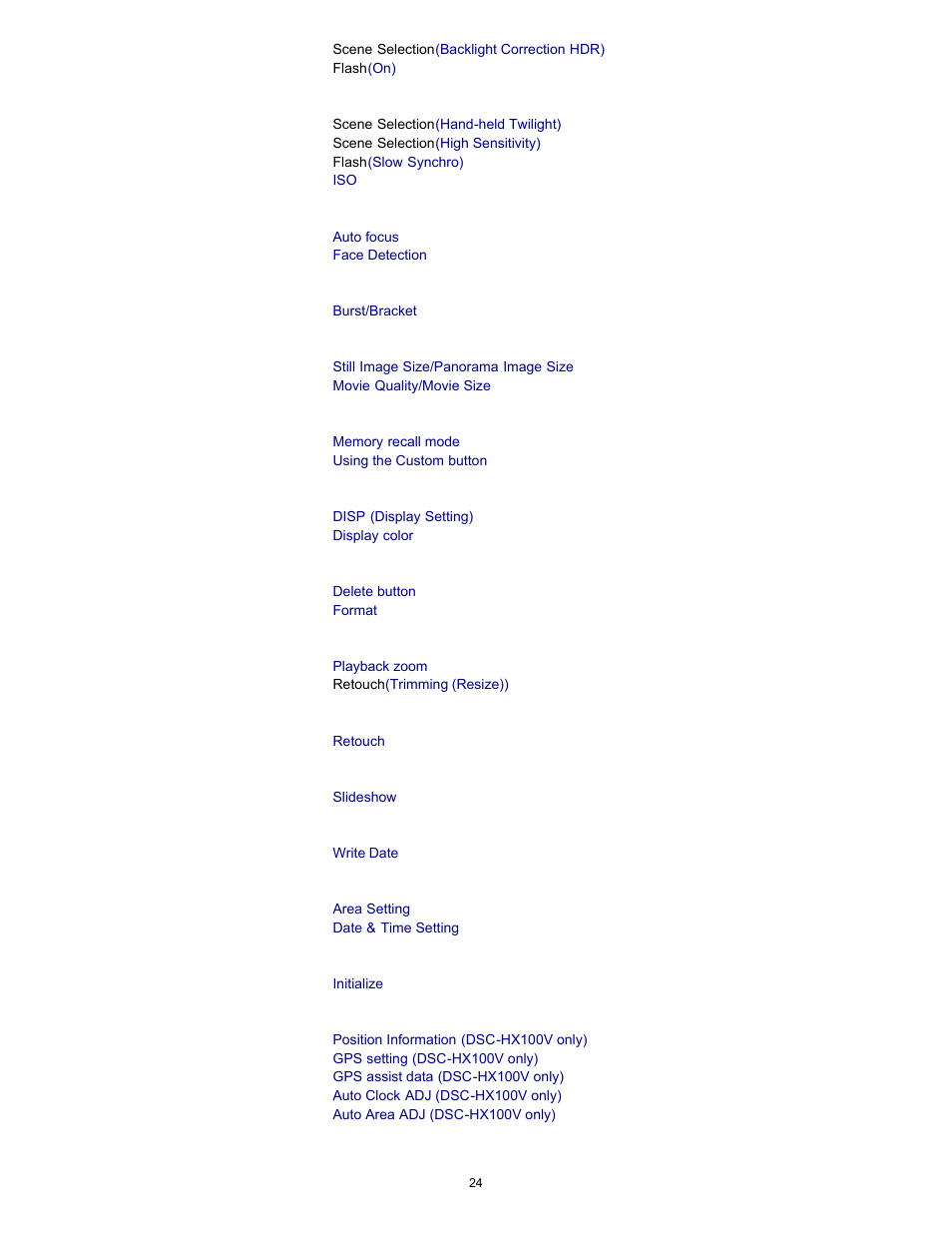 Sony DSC-HX100V User Manual | Page 24 / 297