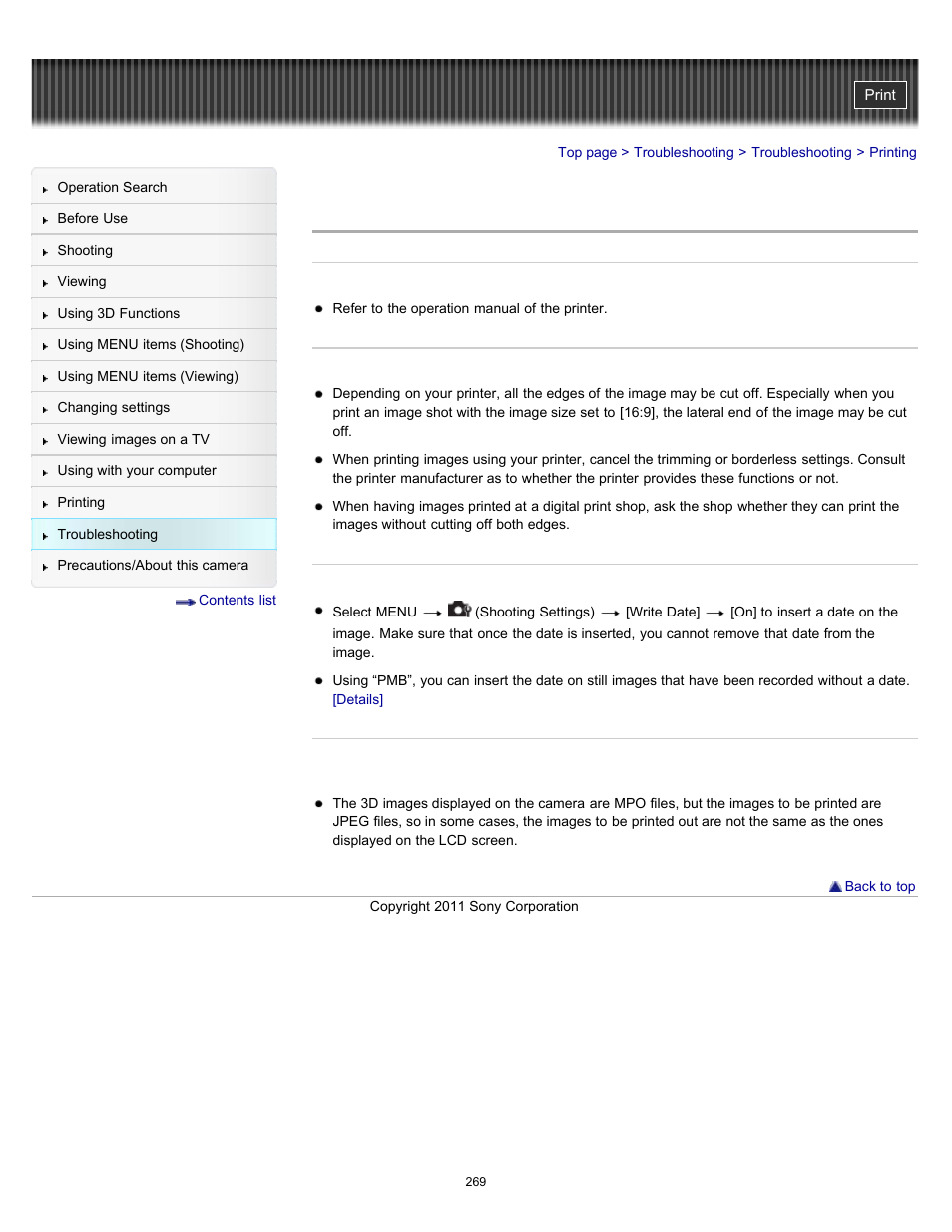 Printing | Sony DSC-HX100V User Manual | Page 269 / 297