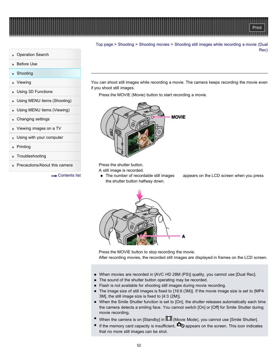 Sony DSC-HX100V User Manual | Page 52 / 297