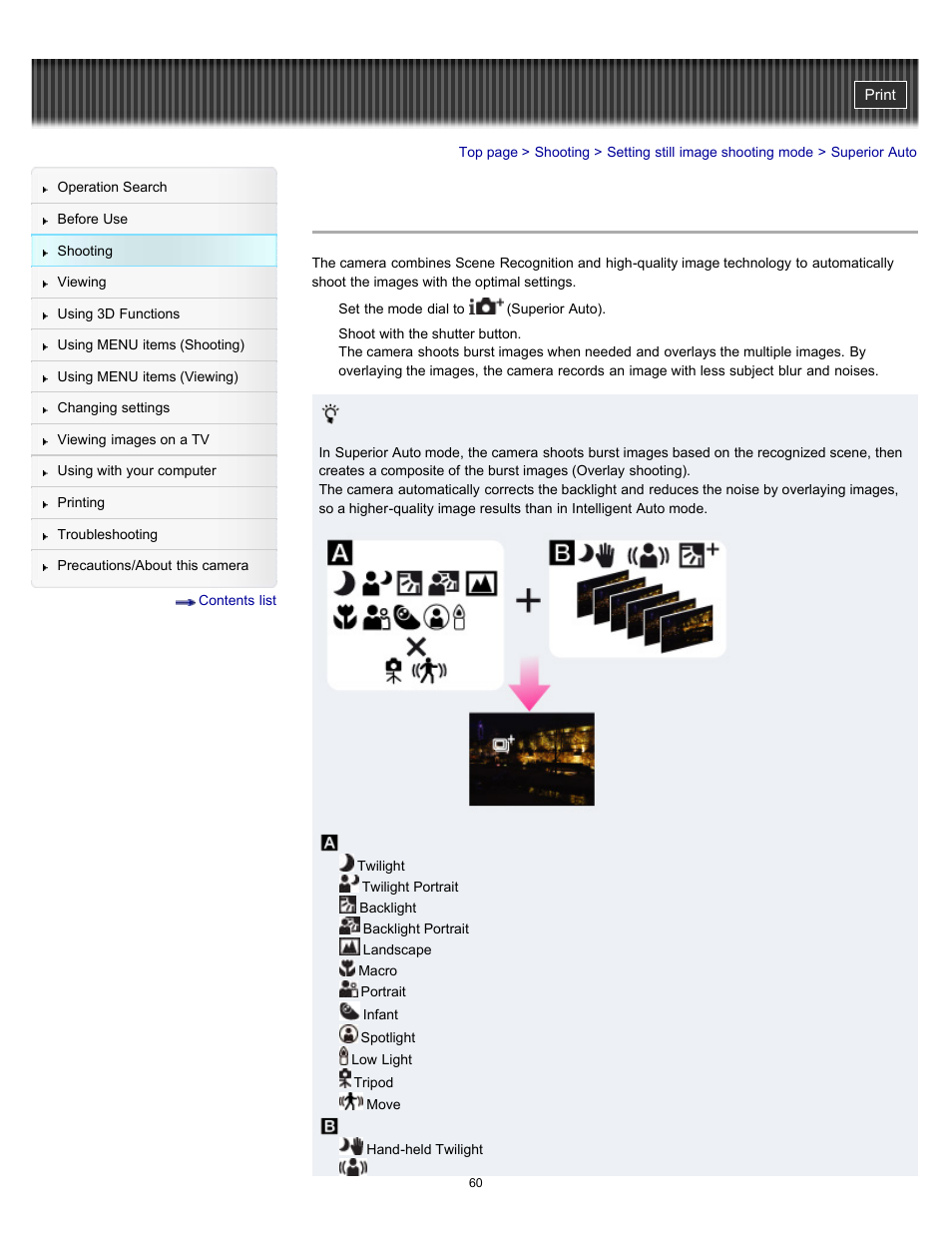 Superior auto | Sony DSC-HX100V User Manual | Page 60 / 297