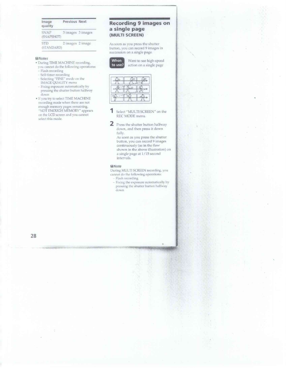 Recording 9 images on a single page | Sony DSC-F1 User Manual | Page 28 / 60