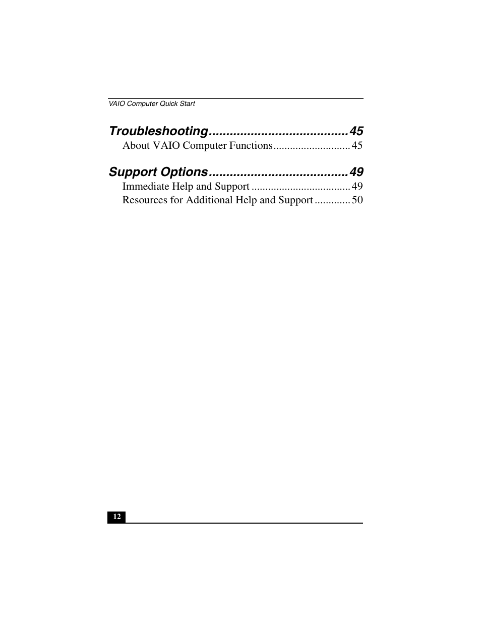 Troubleshooting, Support options | Sony PCV-V310P User Manual | Page 12 / 54