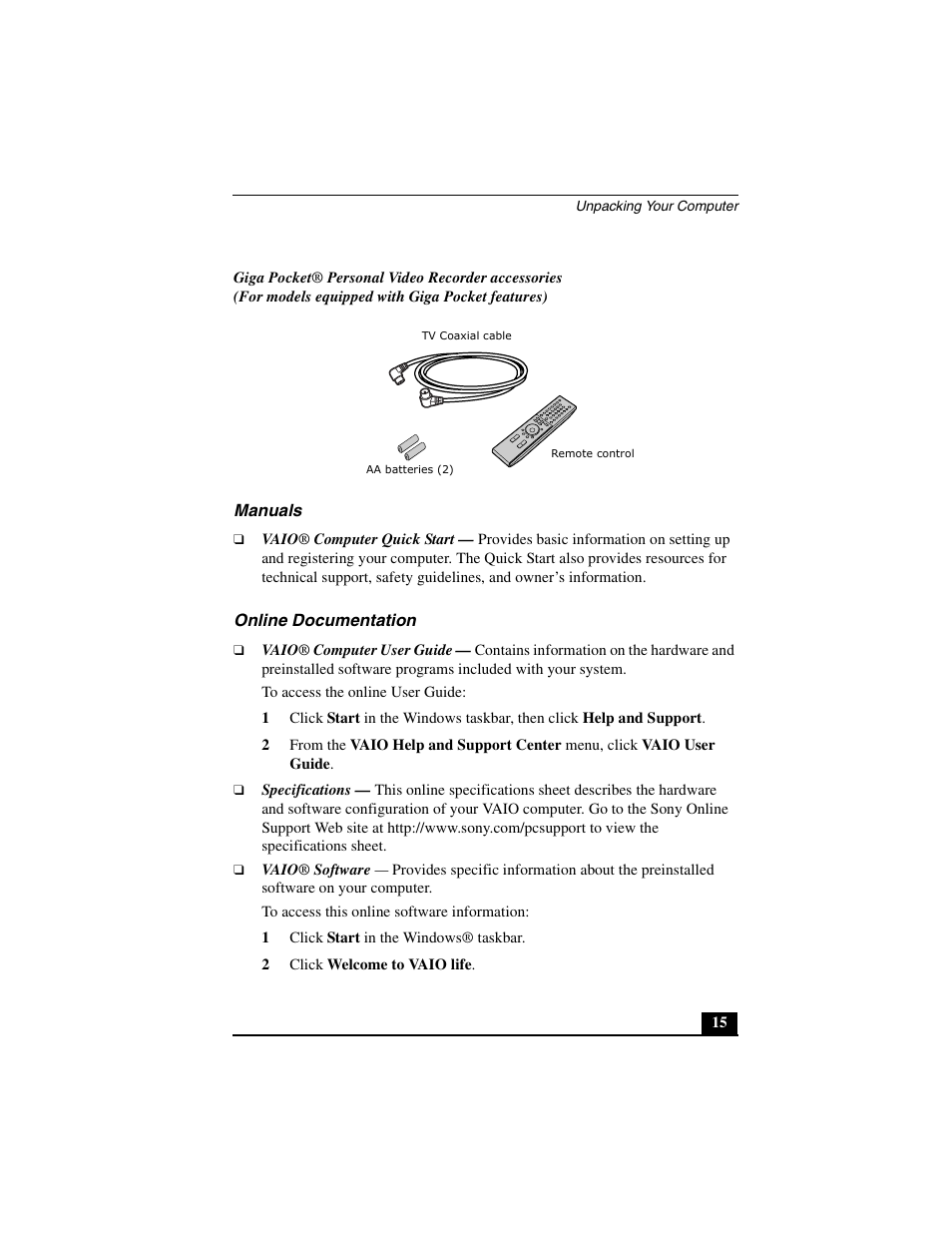 Sony PCV-V310P User Manual | Page 15 / 54