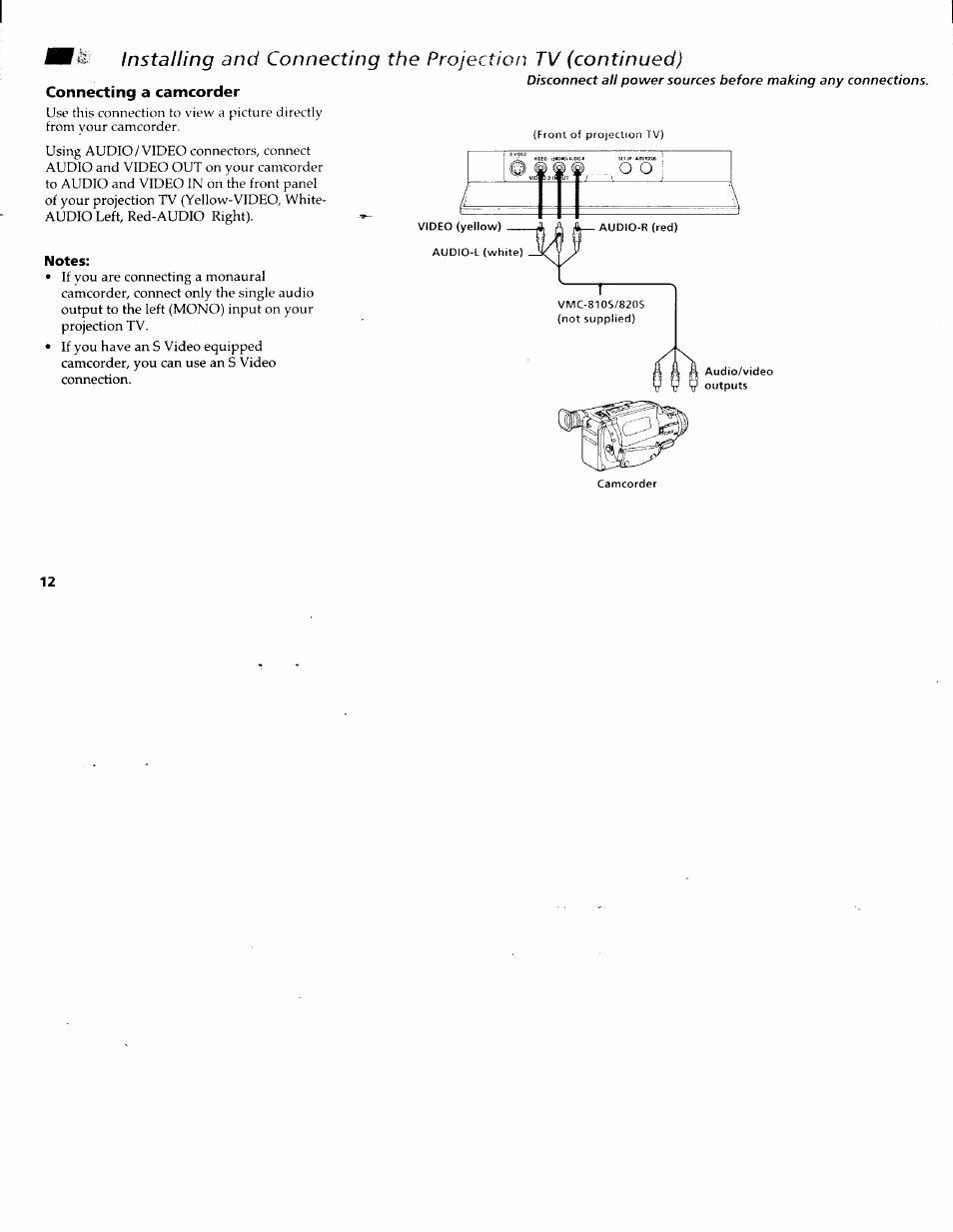 Connecting a camcorder | Sony KP-61XBR200 User Manual | Page 16 / 70