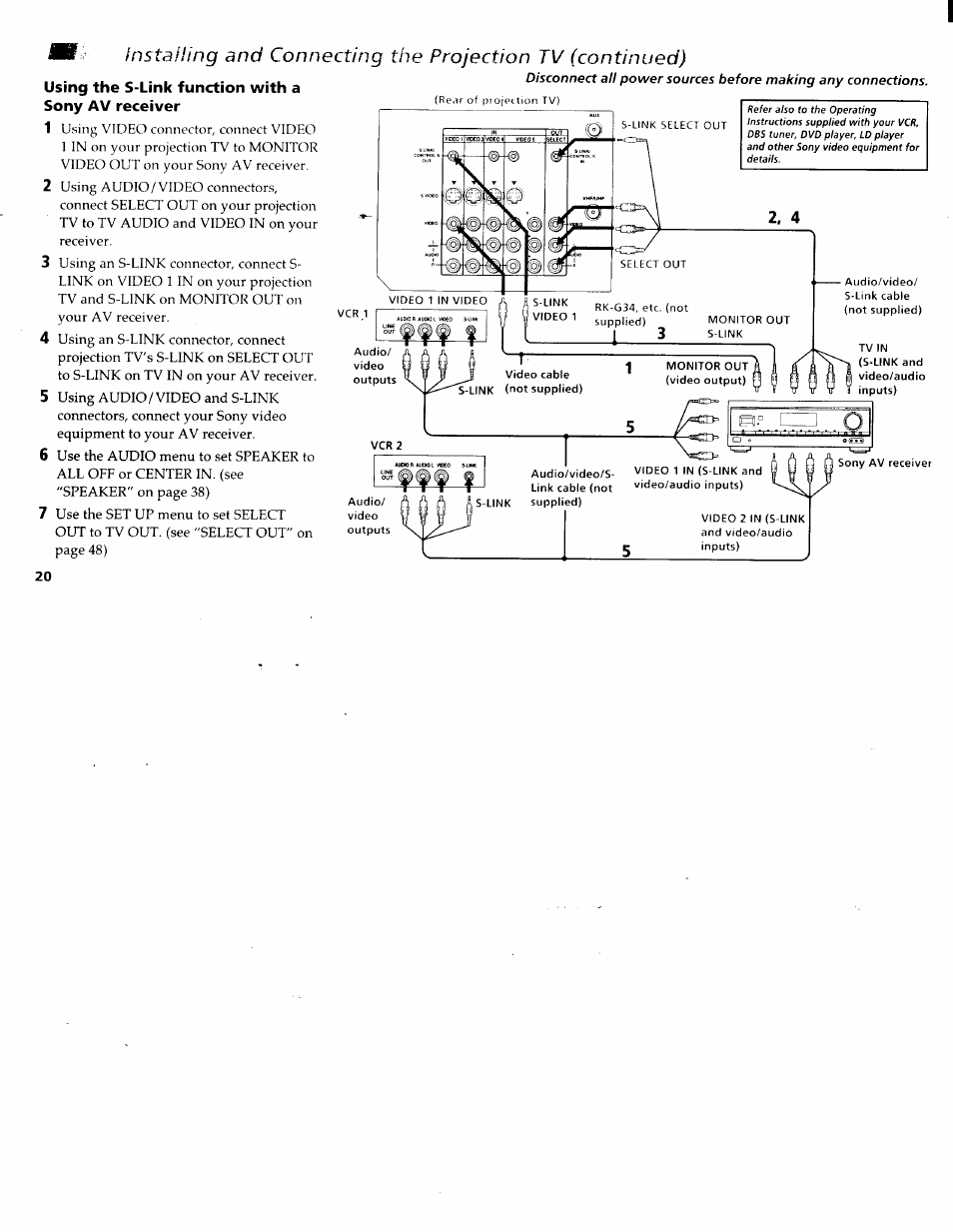Using the s-link function with a sony av receiver | Sony KP-61XBR200 User Manual | Page 24 / 70