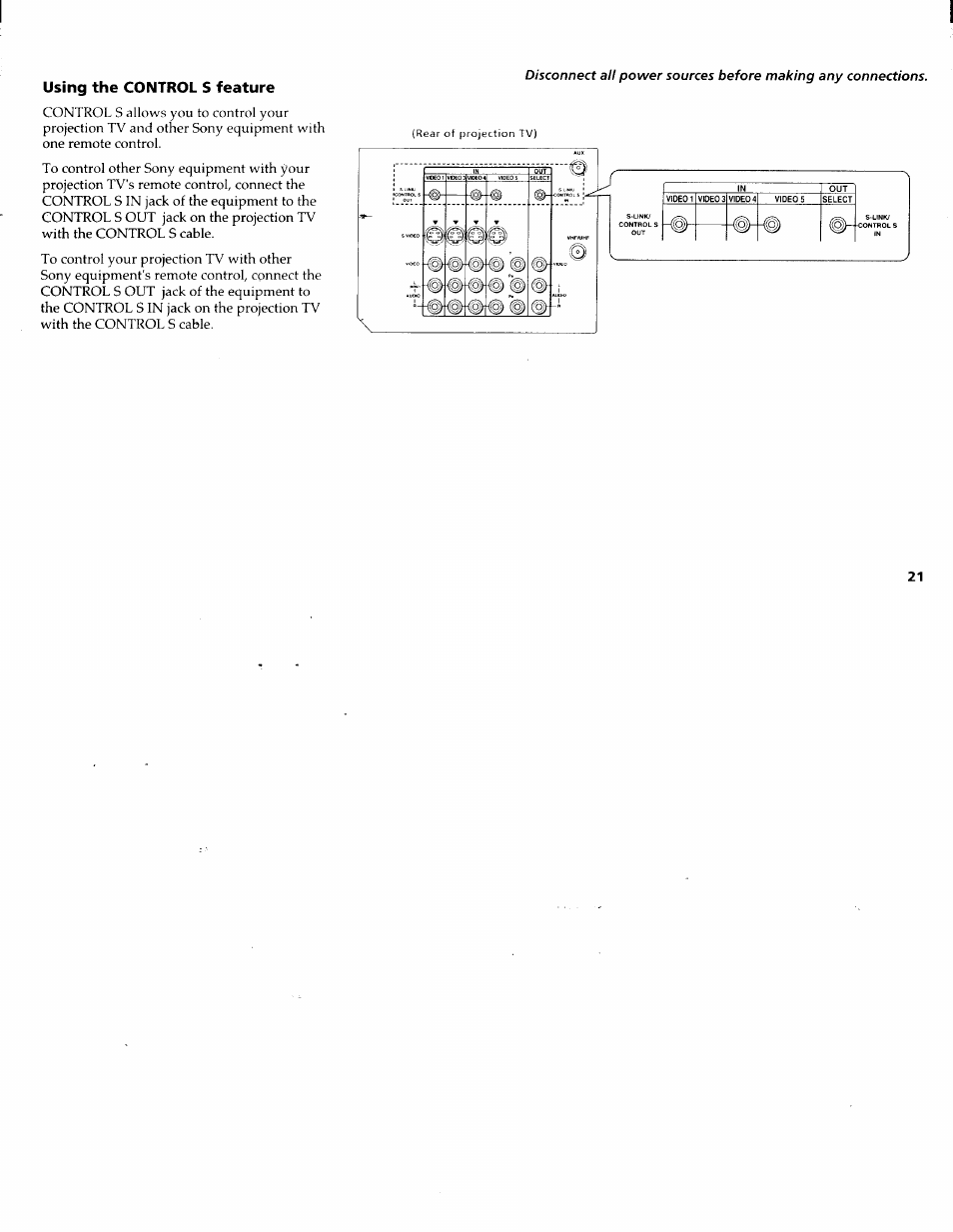 Using the control s feature | Sony KP-61XBR200 User Manual | Page 25 / 70