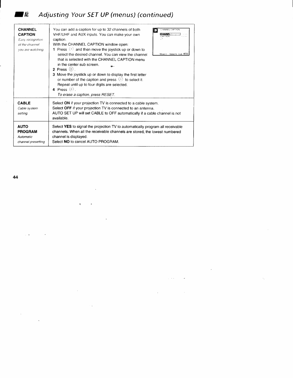 Adjusting your set up (menus) (continued) | Sony KP-61XBR200 User Manual | Page 48 / 70