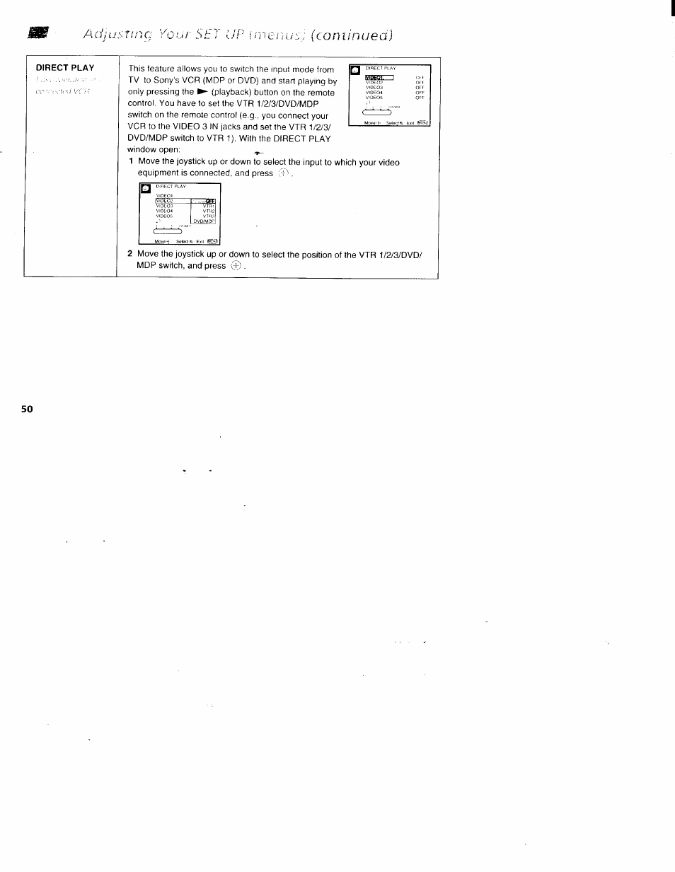 Adjusting your set up imer-us; (coniinued) | Sony KP-61XBR200 User Manual | Page 54 / 70