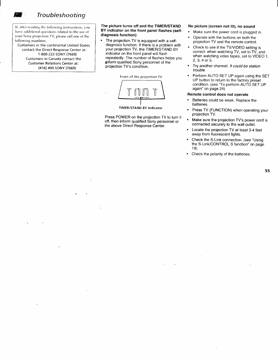 Troubleshooting | Sony KP-61XBR200 User Manual | Page 59 / 70