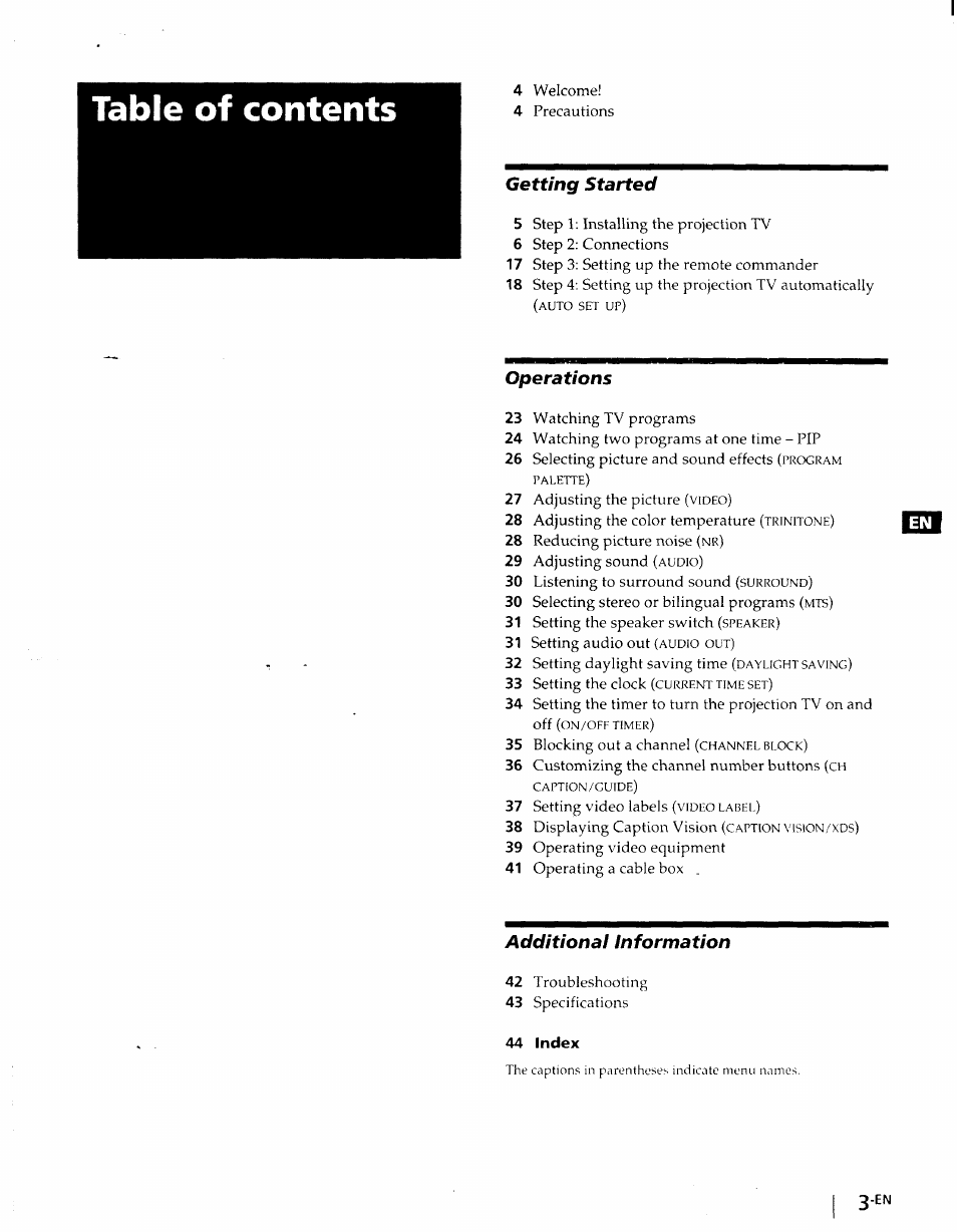 Sony KP-41T25 User Manual | Page 3 / 87