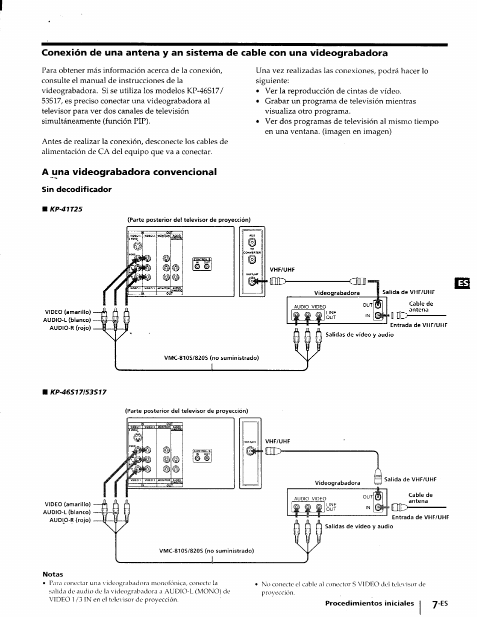 Ajjna videograbadora convencional, Sin decodificador | Sony KP-41T25 User Manual | Page 50 / 87