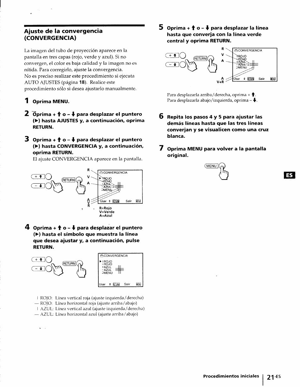 Ajuste de la convergencia (convergencia) | Sony KP-41T25 User Manual | Page 64 / 87