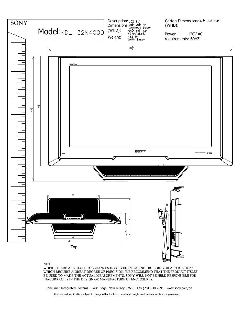 Sony KDL-32N4000 User Manual | 2 pages