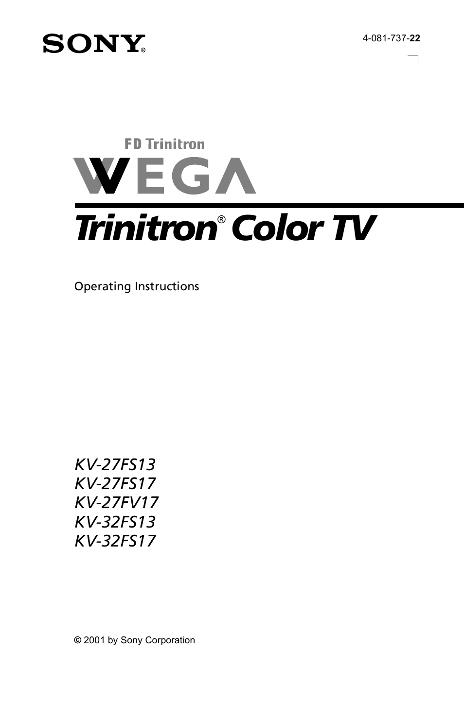 Sony WEGA KV-27FS13 User Manual | 64 pages