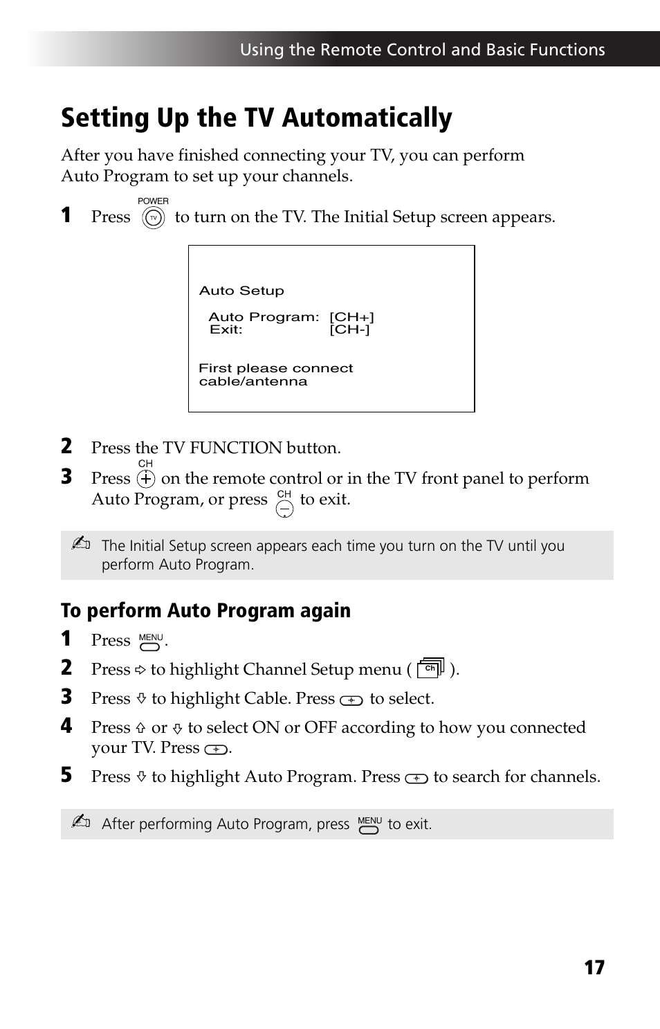Setting up the tv automatically | Sony WEGA KV-27FS13 User Manual | Page 29 / 64