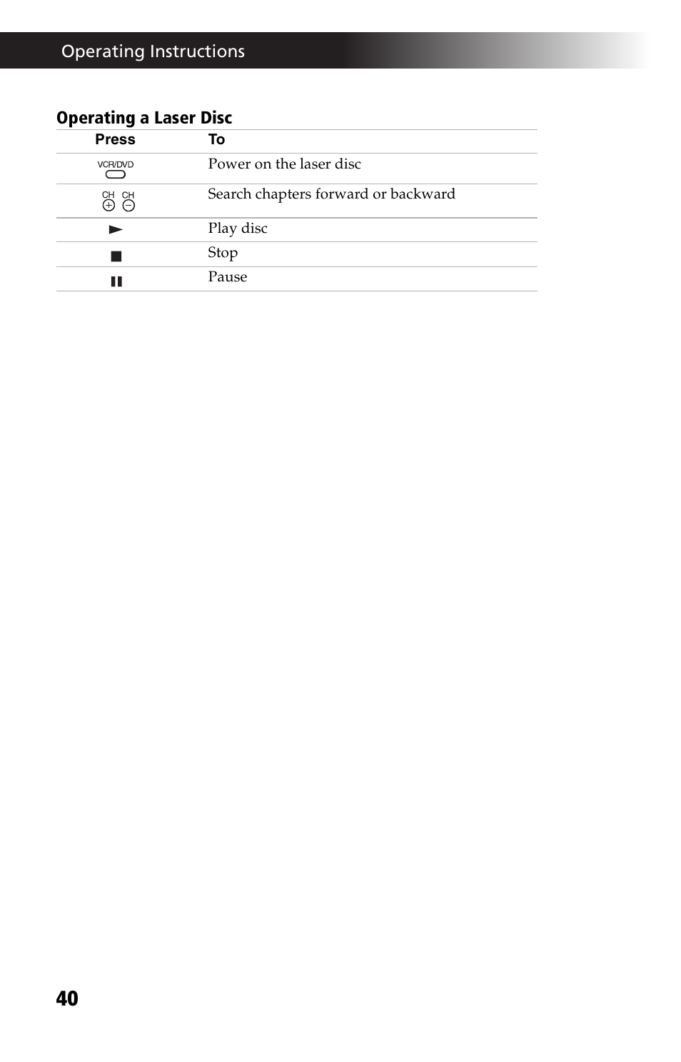 Operating a laser disc | Sony WEGA KV-27FS13 User Manual | Page 52 / 64