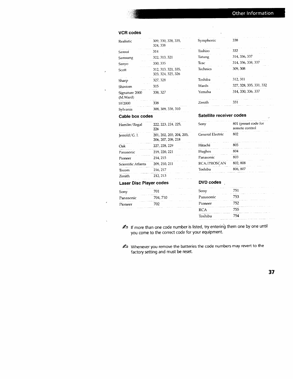 Other information | Sony WEGA KV-32FS12 User Manual | Page 46 / 53