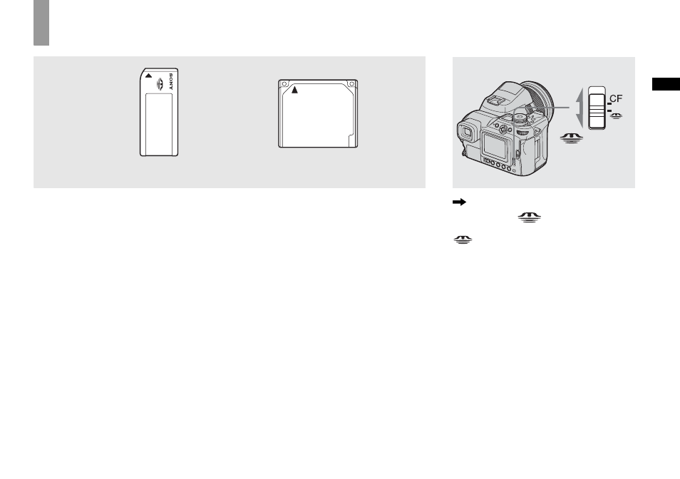 Shooting still images, Inserting and removing a recording medium, Switching the recording medium | Sony DSC-F828 User Manual | Page 21 / 160