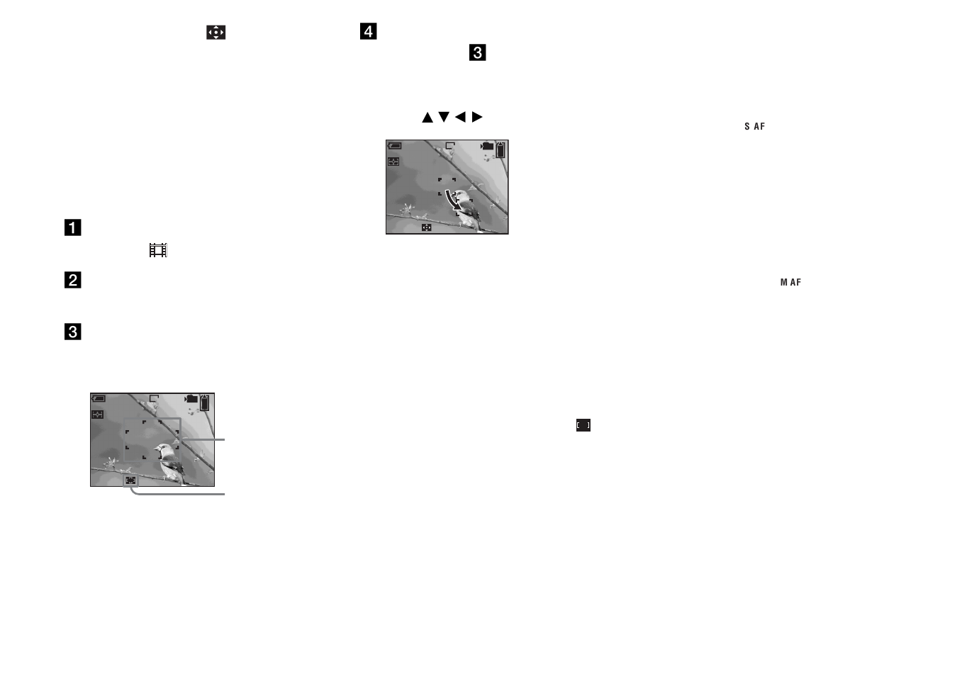 Choosing a focus operation, Af mode, Flexible spot af ( ) | Choosing a focus operation – af mode, Single af ( ), Monitoring af ( ) | Sony DSC-F828 User Manual | Page 66 / 160