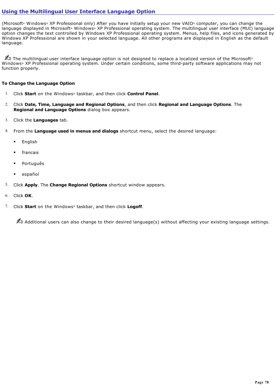 Sony PCG-GRX700 User Manual | Page 78 / 170