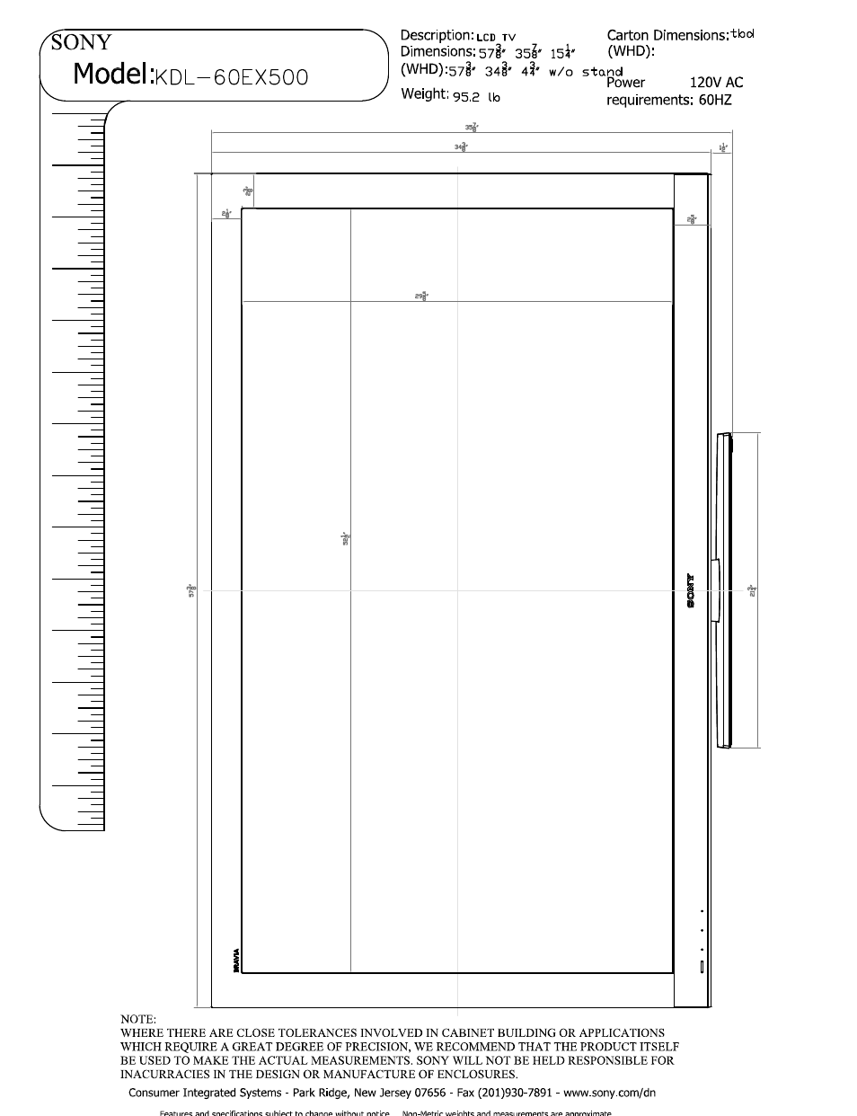 Sony KDL-60EX500 User Manual | 5 pages