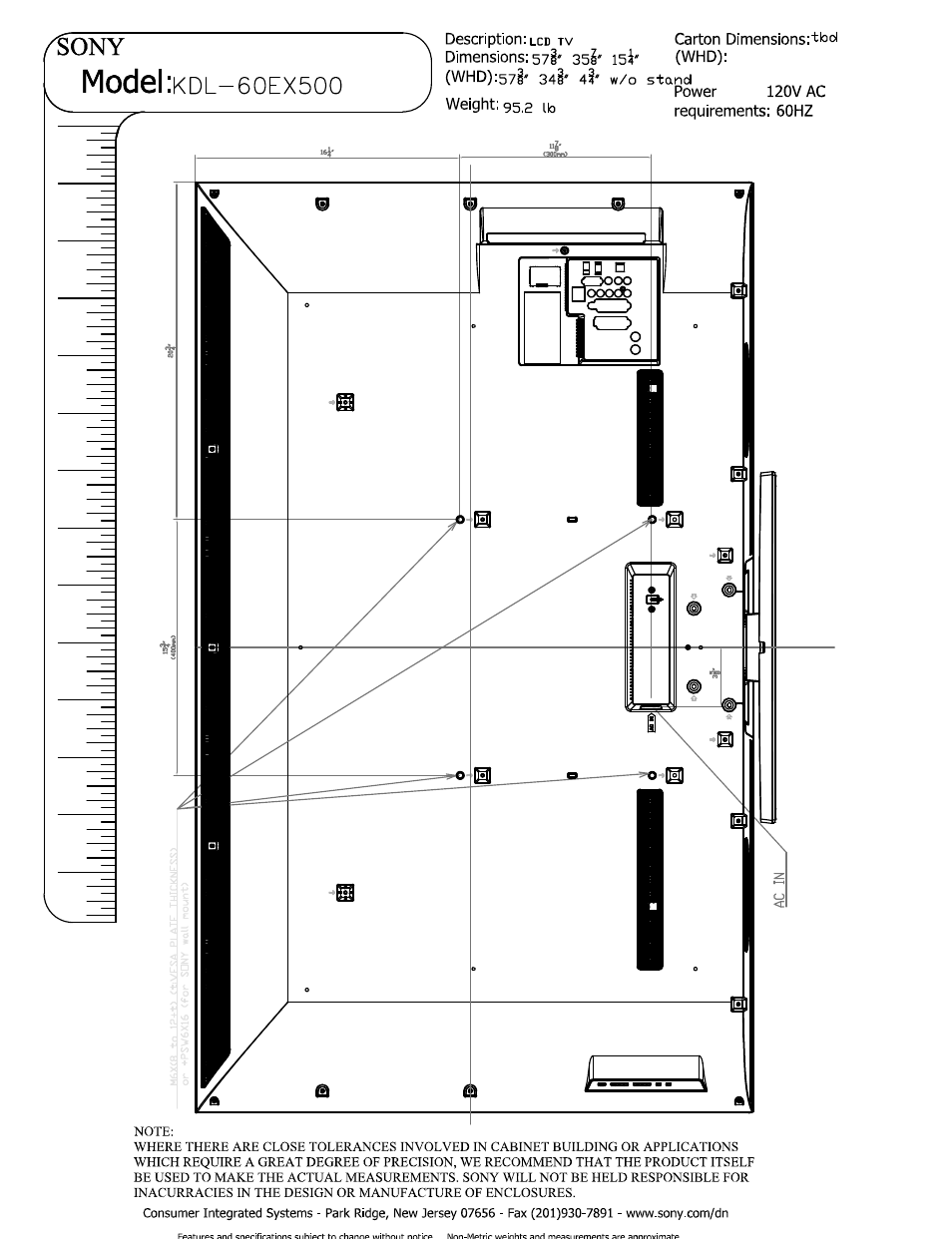Model | Sony KDL-60EX500 User Manual | Page 2 / 5
