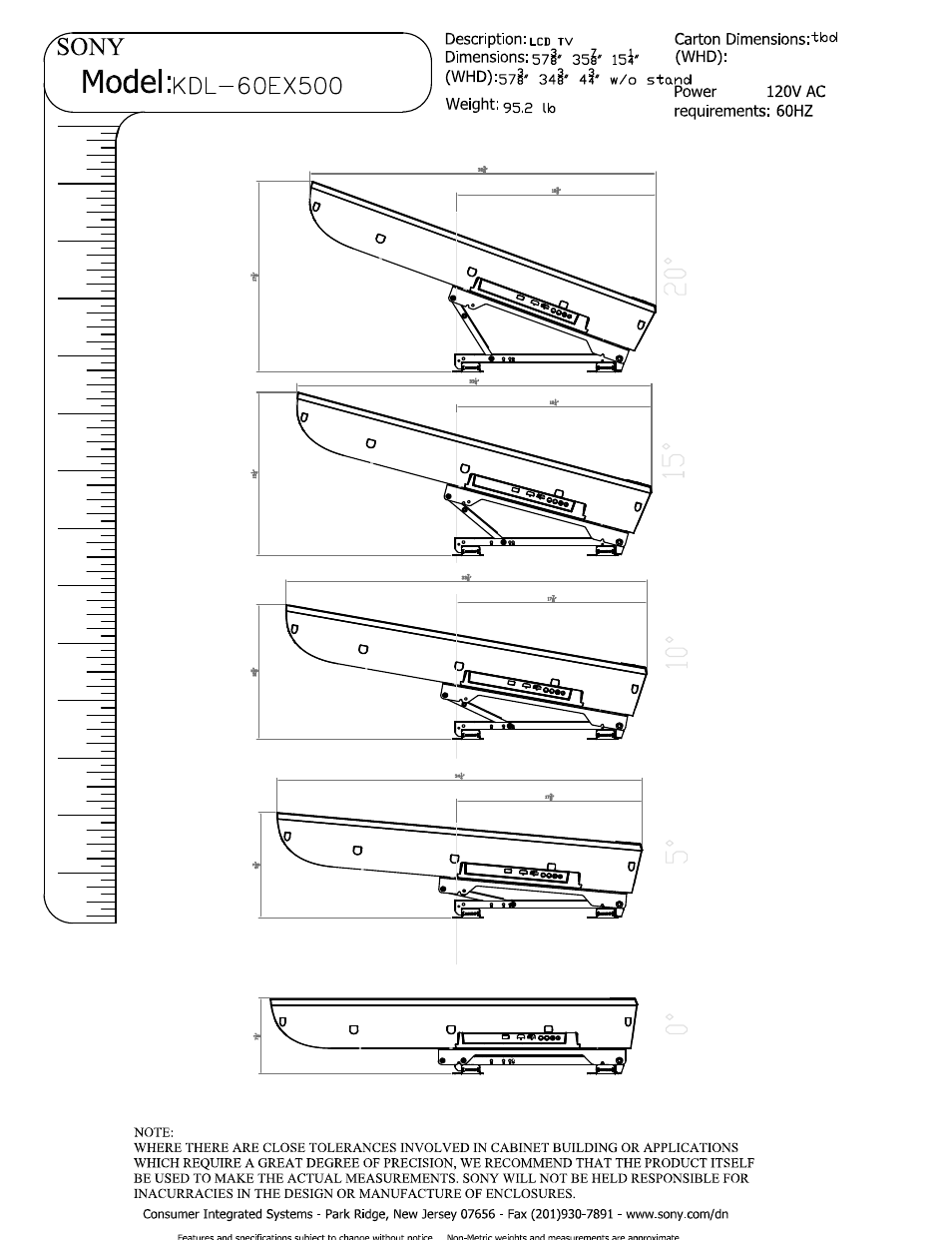 Model | Sony KDL-60EX500 User Manual | Page 4 / 5