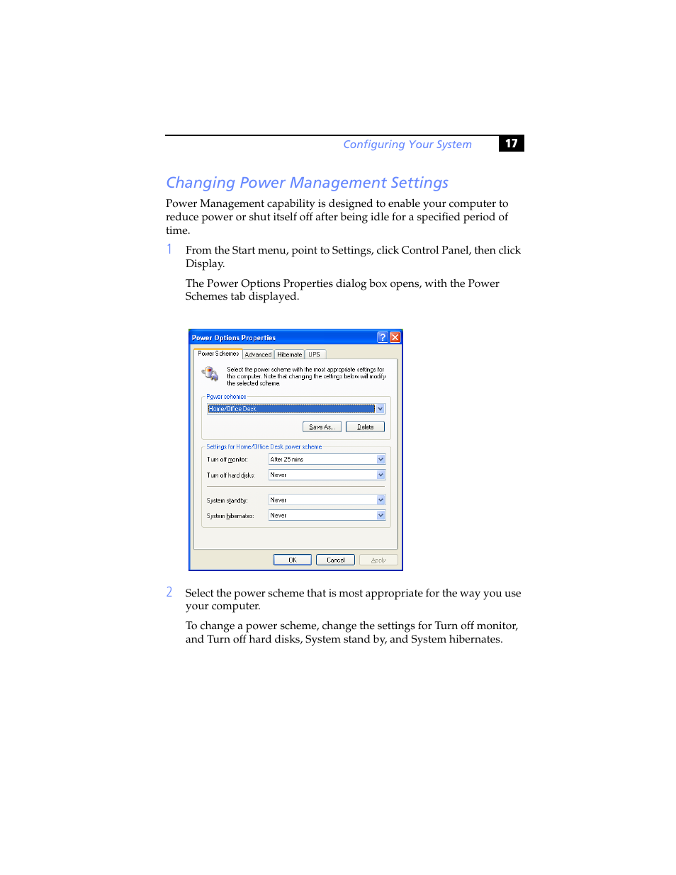 Changing power management settings | Sony PCV-RX780G User Manual | Page 31 / 96