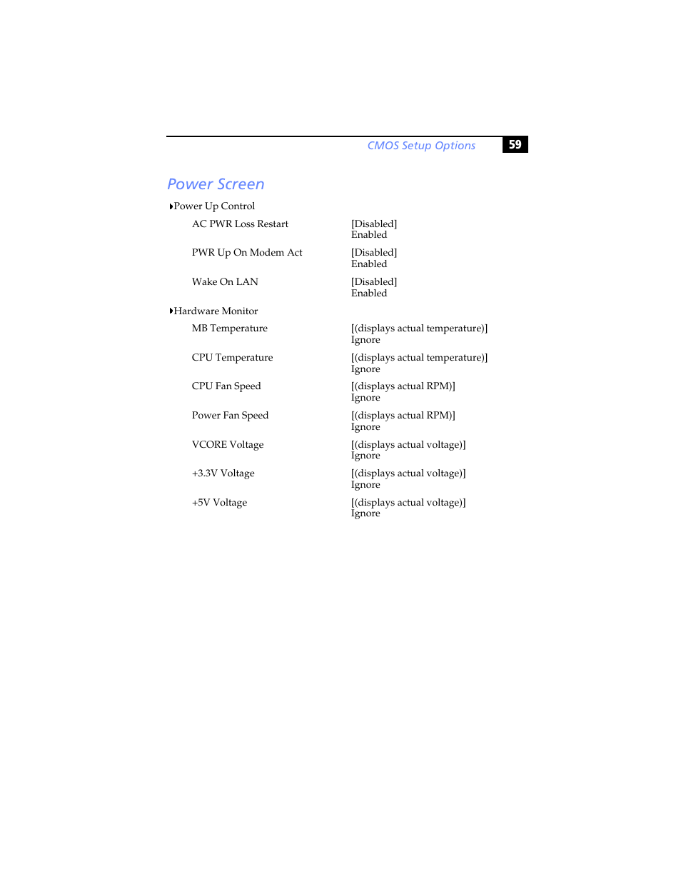 Power screen | Sony PCV-RX780G User Manual | Page 73 / 96