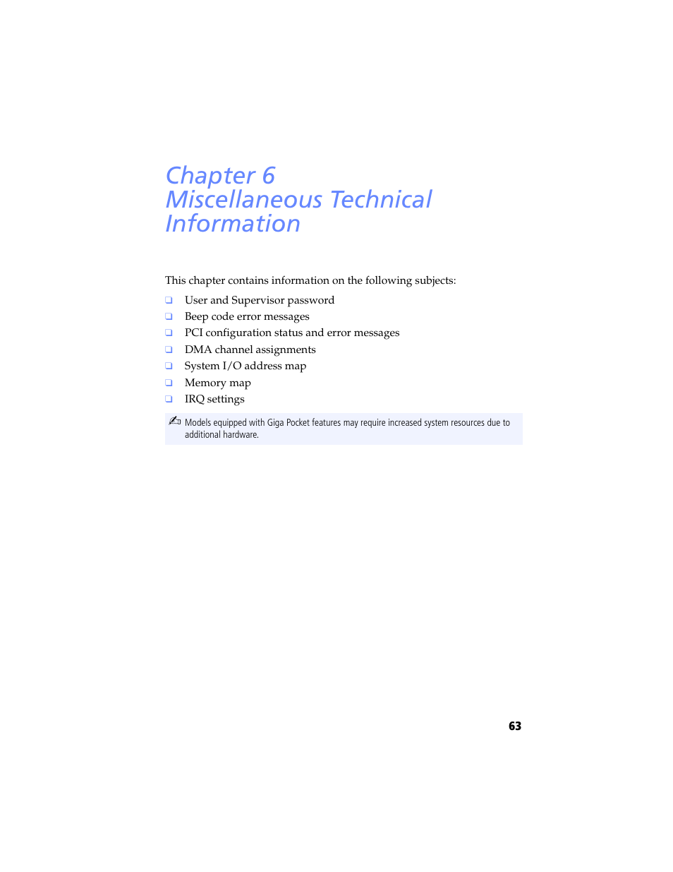 Miscellaneous technical information, Chapter 6 — miscellaneous technical information, Chapter 6 miscellaneous technical information | Sony PCV-RX780G User Manual | Page 77 / 96