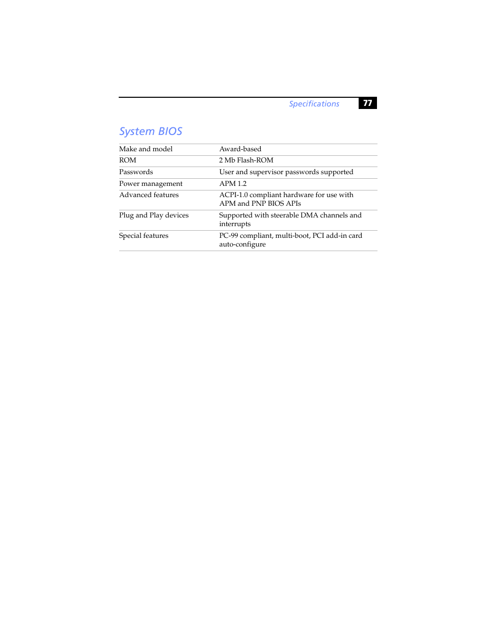 System bios | Sony PCV-RX780G User Manual | Page 91 / 96