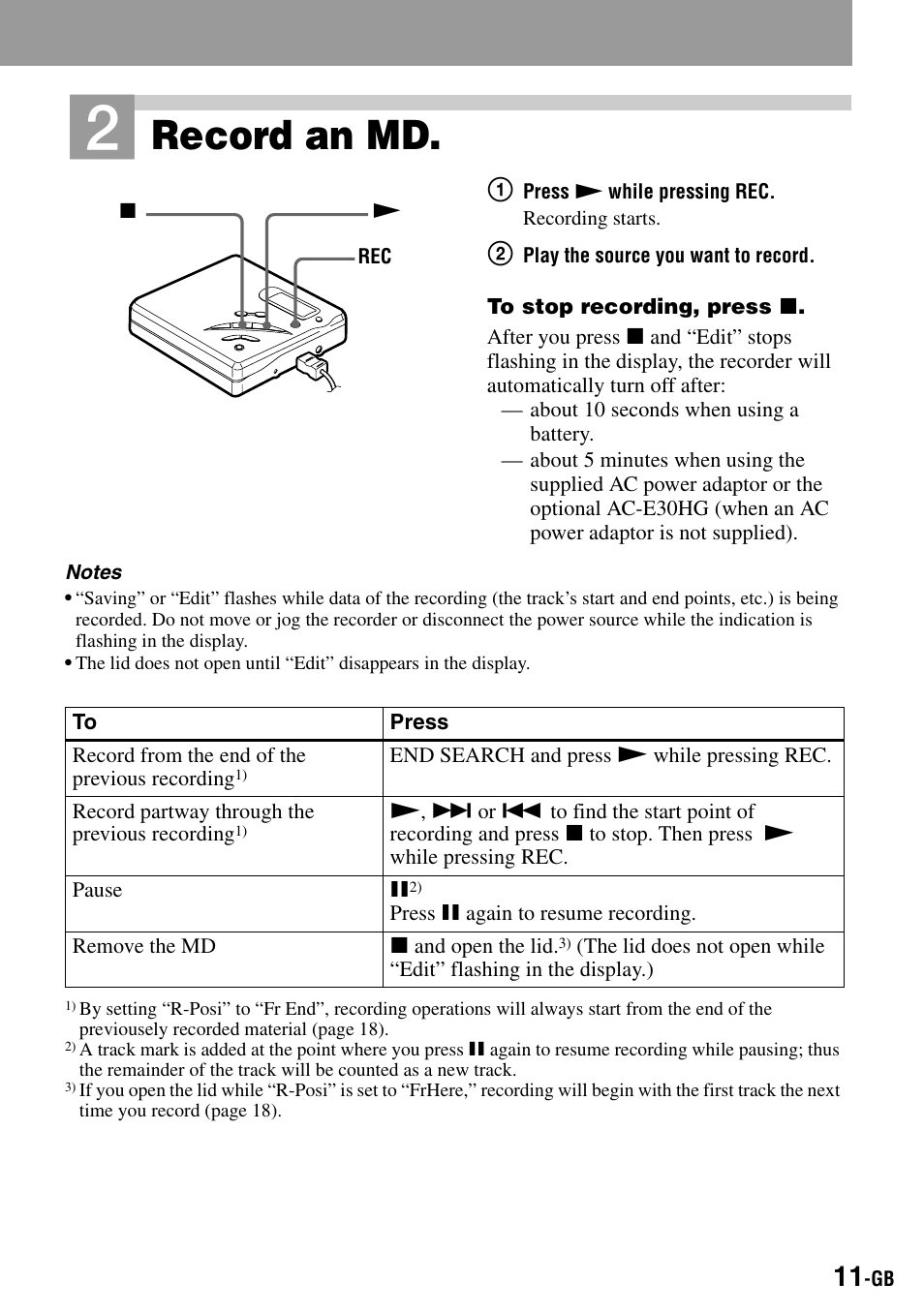 Tton (11), Tton (11) (13), S (11) (13) | On (11) (17), Record an md | Sony MZ-R500 User Manual | Page 11 / 40