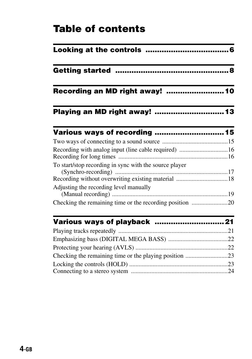 Sony MZ-R500 User Manual | Page 4 / 40