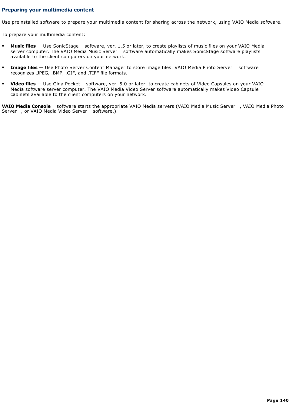 Preparing your multimedia content | Sony PCV-RZ36G User Manual | Page 140 / 223