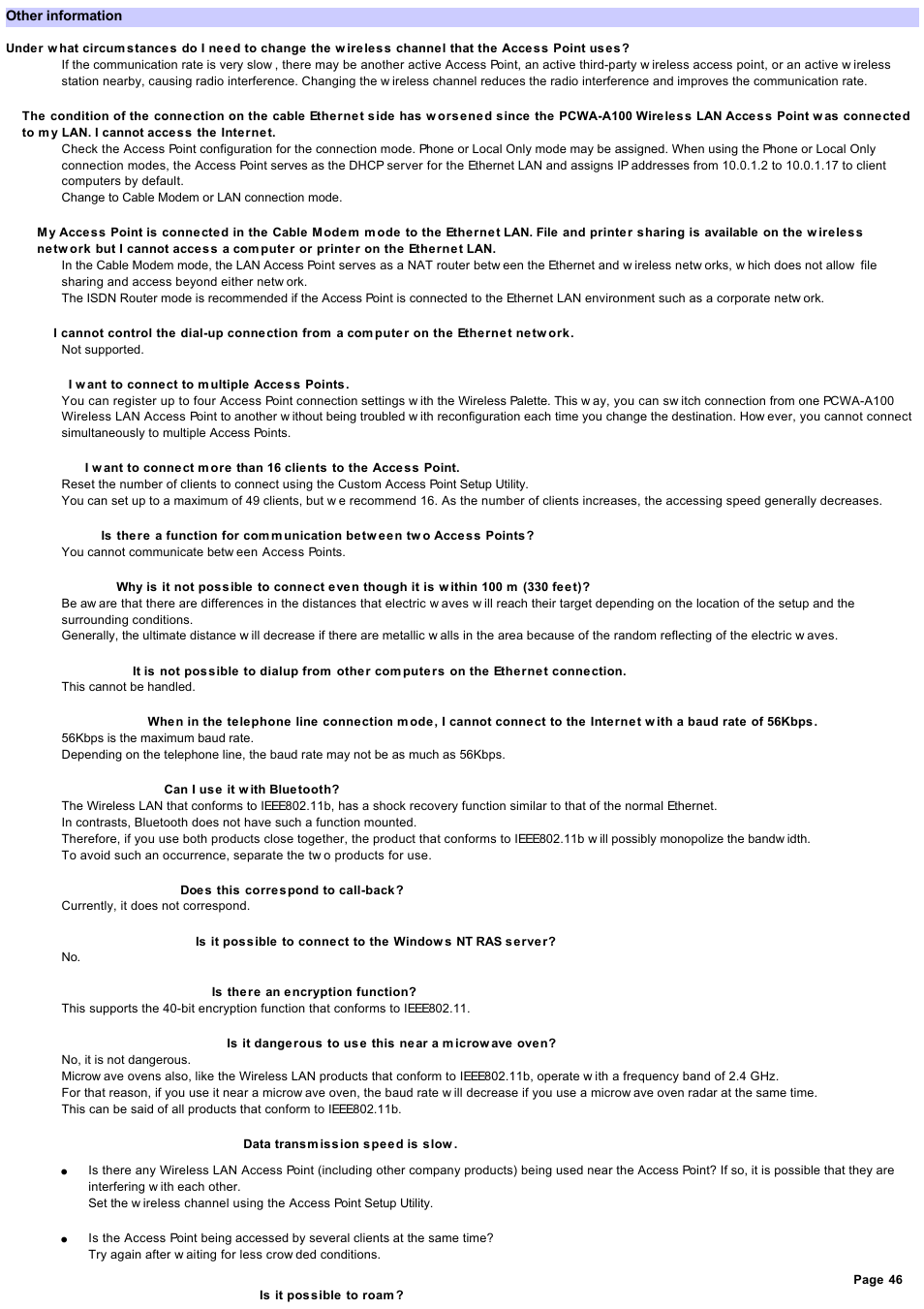 Other information | Sony PCWA-A500 User Manual | Page 46 / 61