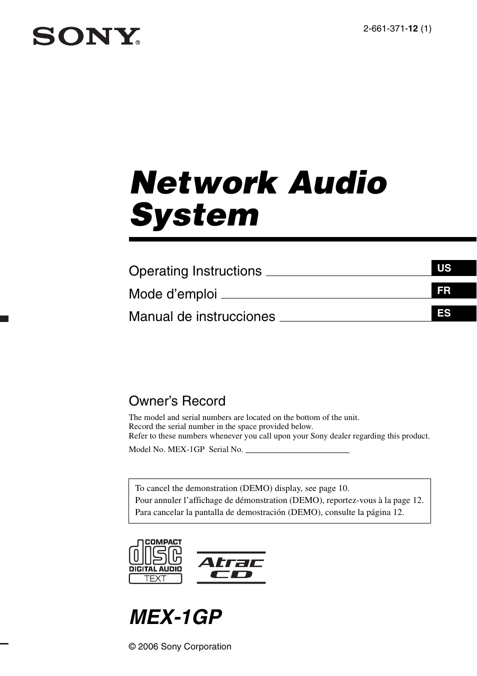 Sony MEX-1GP User Manual | 64 pages