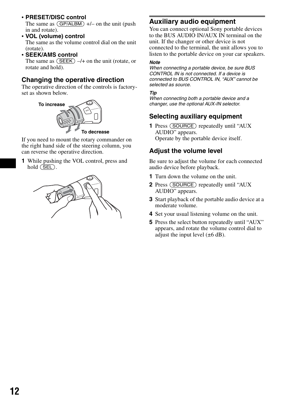 Auxiliary audio equipment | Sony MEX-1GP User Manual | Page 12 / 64