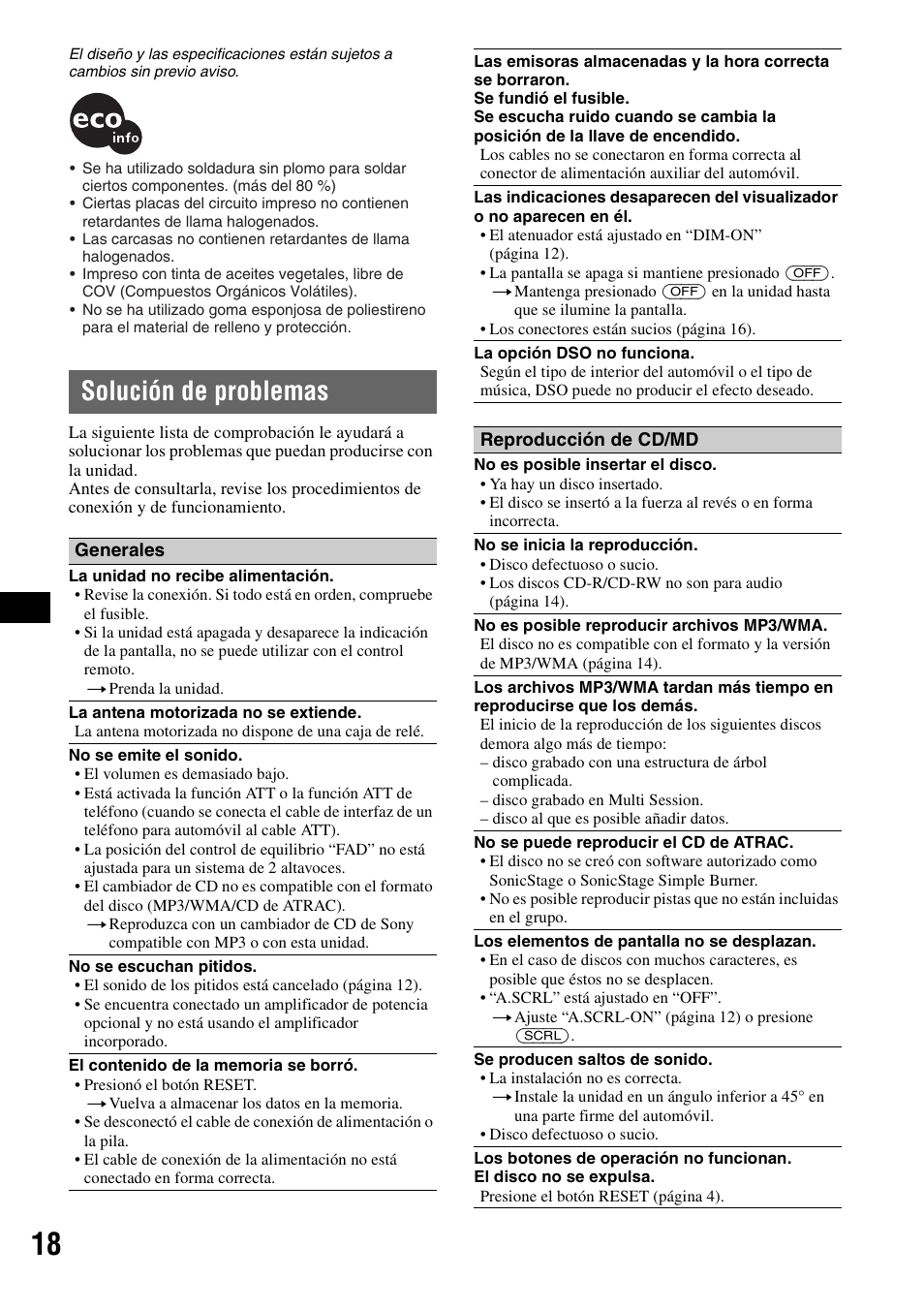 Solución de problemas | Sony MEX-1GP User Manual | Page 60 / 64