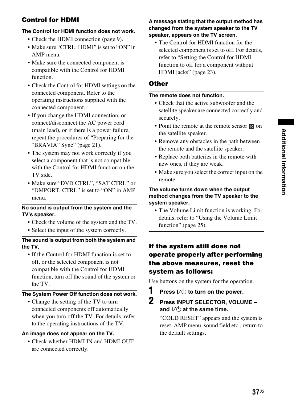 Sony HT-CT100 User Manual | Page 37 / 128