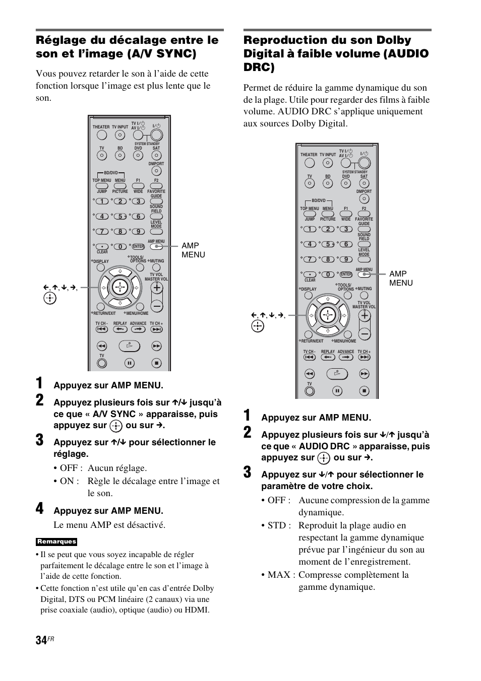 Le menu amp est désactivé, Appuyez sur amp menu, Appuyez sur x / x pour sélectionner le réglage | Sony HT-CT100 User Manual | Page 74 / 128