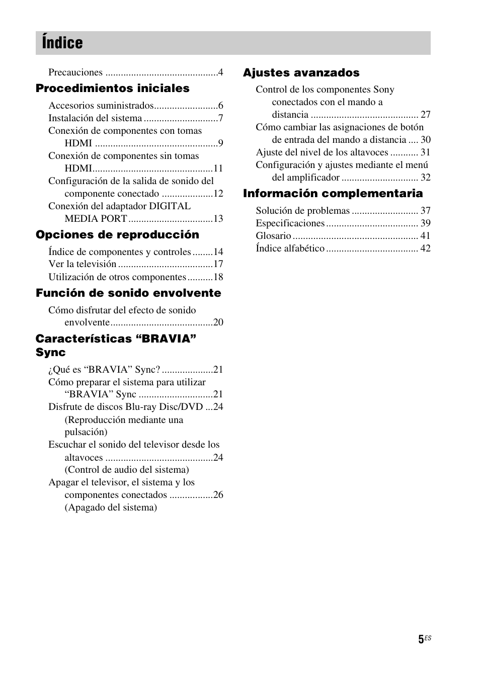 Índice | Sony HT-CT100 User Manual | Page 89 / 128